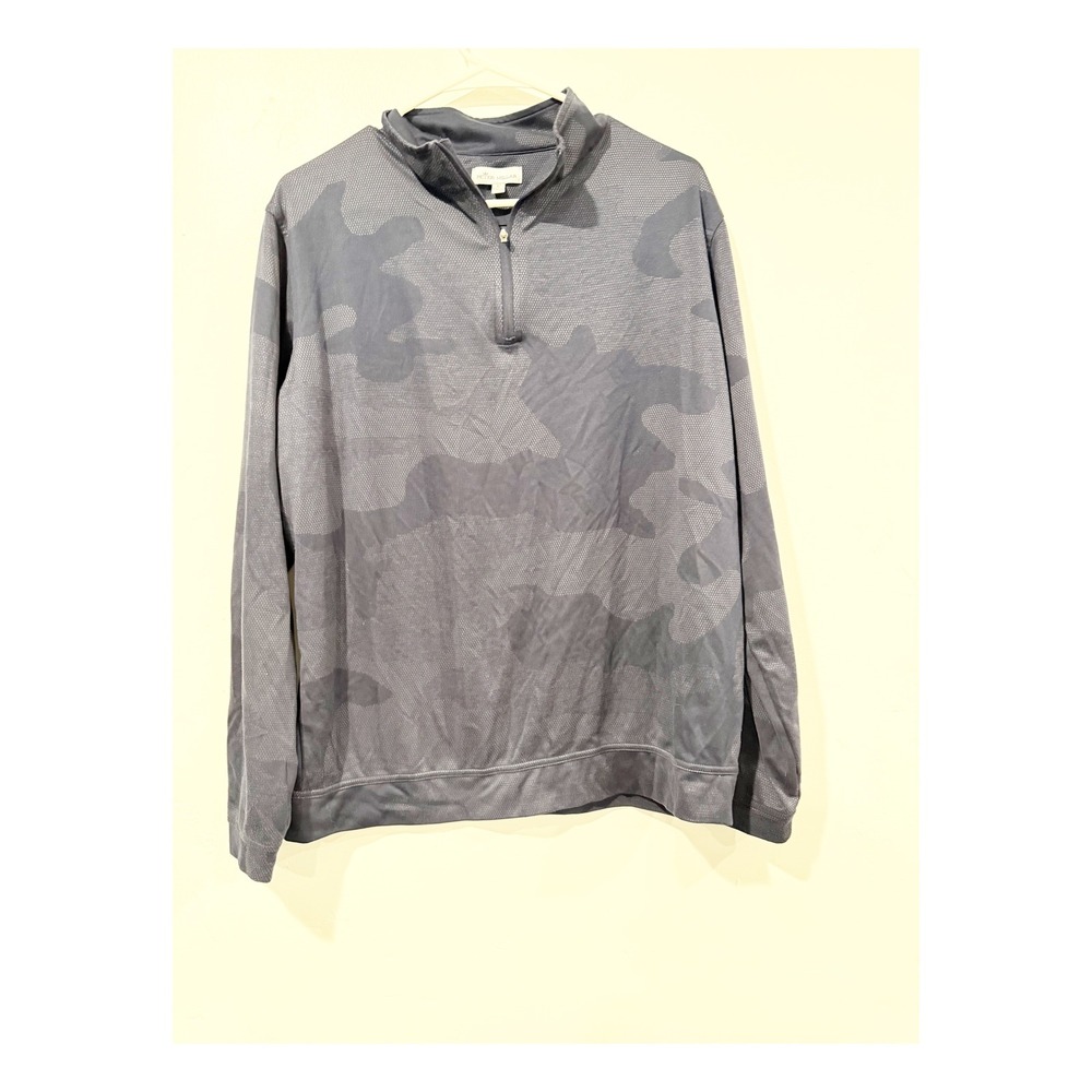 Peter Millar Crown Sport Mens Large Grey Camo Honeycomb Mesh 1/4 Zip Pullover
